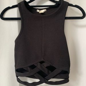 Black Bozzolo Cropped Tank with Strappy front accent